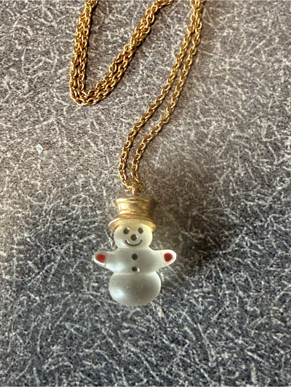 Avon Gold Chain Snowman Pendant Necklace - White, Gold, Red, Black